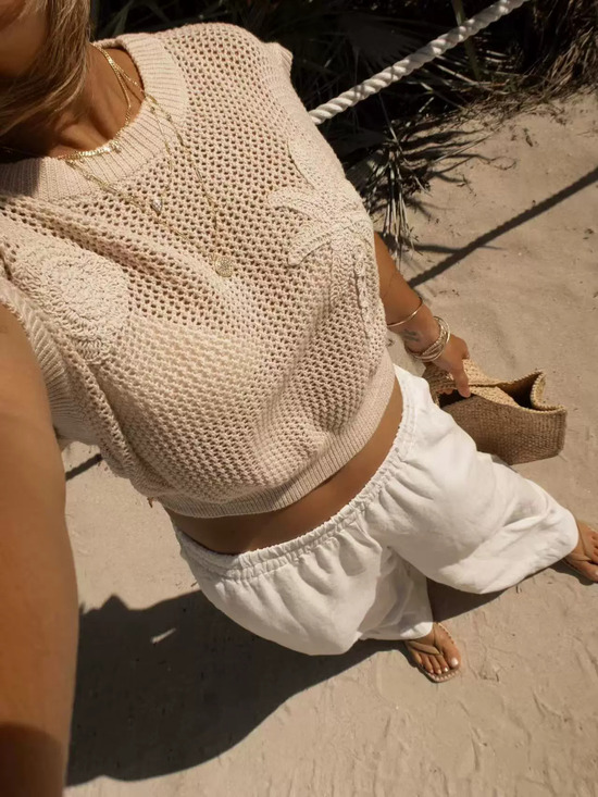 Zara Tops - Zara Knitted Cutout Midriff Top Sleeveless Beach Cover Up